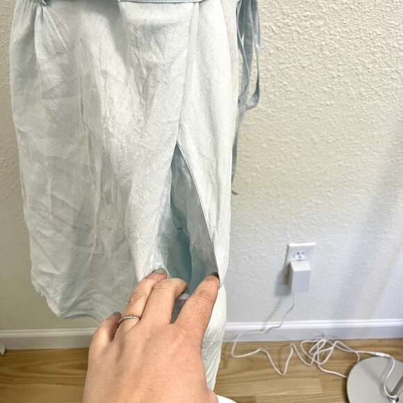 Eileen Fisher 100% Irish Linen V-Neck Belt Tunic Top Pockets Baby Blue size 1X - Picture 13 of 13